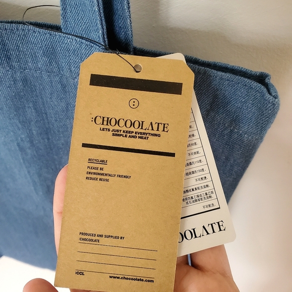 CHOCOOLATE Denim Tote Bag with Bear Graphic (NWT) - Picture 9 of 12